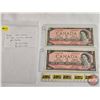 Image 1 : Canada $2 Bills 1954 (2): - Lawson/Bouey #VG7290436 - Lawson/Bouey #VG7243765