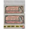 Image 2 : Canada $2 Bills 1954 (2): - Lawson/Bouey #VG7290436 - Lawson/Bouey #VG7243765