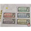 Image 1 : Canada Bills 1954 (5) : - $20 Bill : Beattie/Rasminsky #DW4255310 - $10 Bill : Beattie/Rasminsky #PV