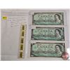 Image 1 : Canada $1 Bills (3): - 1954 Beattie/Rasminsky #RY6977963 - 1967 Beattie/Rasminsky #GP2743022 - 1967 