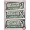 Image 2 : Canada $1 Bills (3): - 1954 Beattie/Rasminsky #RY6977963 - 1967 Beattie/Rasminsky #GP2743022 - 1967 