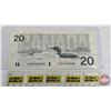 Image 5 : Canada $20 Bills 1991 (2 Sequential) : Bonin/Thiessen (No BPN) #EVB9595883-884
