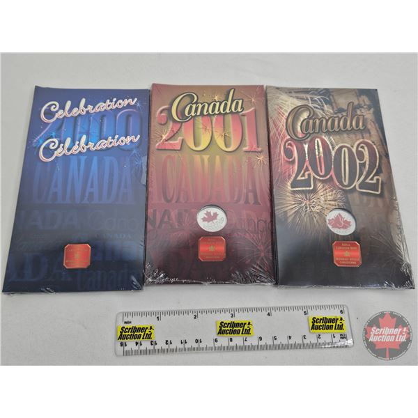 RCM Collector Quarters (3) (Unopened) (Colorized) : ~ Celebration 2000 ~ Canada 2001 ~ Canada 2002