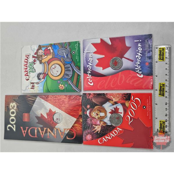 RCM Collector Quarters (4) (Unopened) (Colorized) : ~ Canada 2003 ~ Celebration 2004 ~ Canada 2005 ~