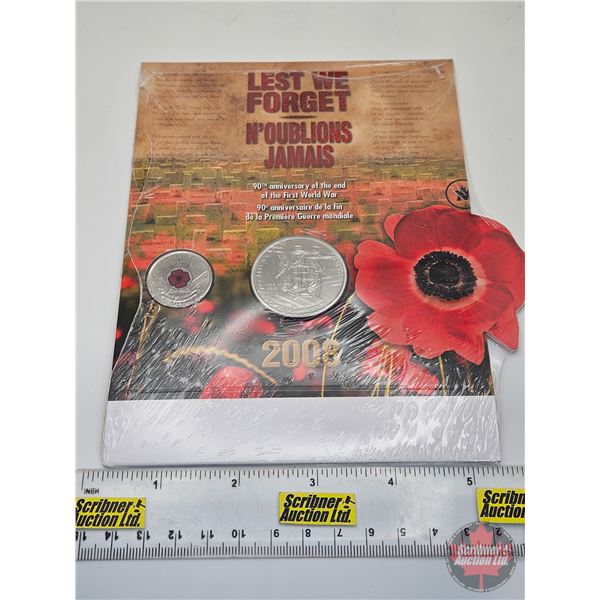 RCM 2008 Twenty Five Cent 2-Coin Set : Lest We Forget : 90th Anniversary of the End of the First Wor