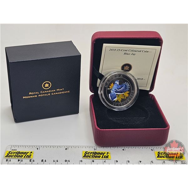 RCM 2010 Twenty Five Cent Colored Coin : Bluejay (COA #13151)