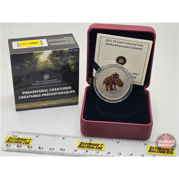 RCM 2012 Twenty Five Cent : Prehistoric Creatures : Pachyrhinosaurus Lakustai (Colored Coin) (Glow i