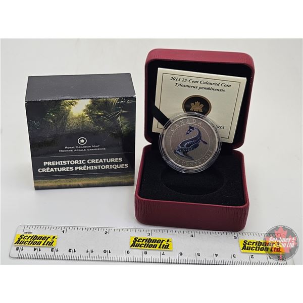 RCM 2013 Twenty Five Cent : Prehistoric Creatures : Tylosaurus Pembinensis (Colored Coin) (Glow in t