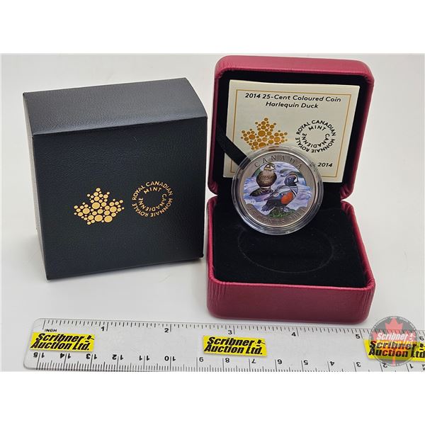 RCM 2014 Twenty Five Cent : Harlequin Duck (Colored Coin) (COA #9171)