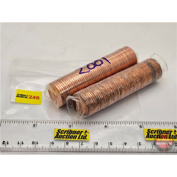 Canada One Cent Rolls (2) : 1996 & 2001 (Original Rolls)