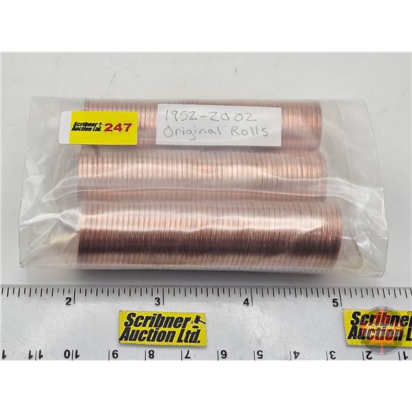Canada One Cent Rolls (3) : 1952-2002P (Original Rolls)