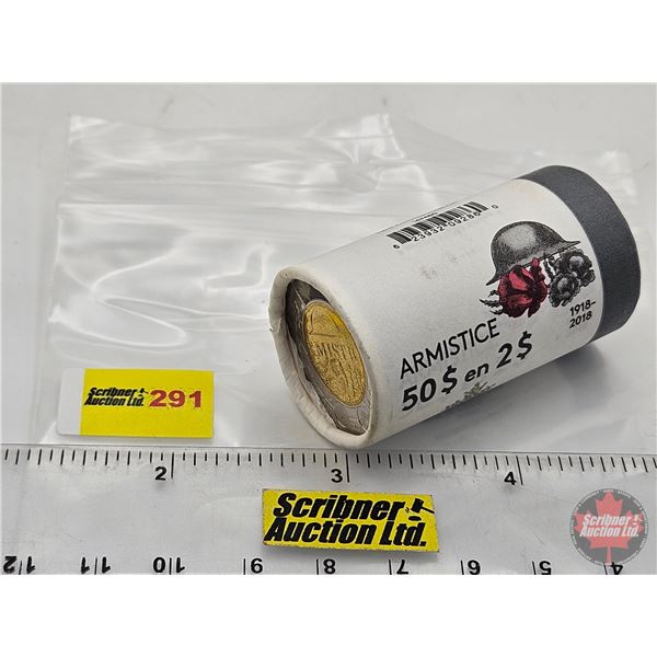 Canada $2 Toonie Roll : 2018 Armistice Special Wrapped Mint Roll (Original Roll)
