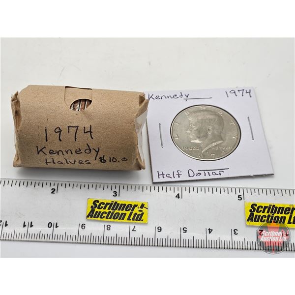 USA Half Dollars (1 Roll + 1 Coin) : 1974 (21 Coins)