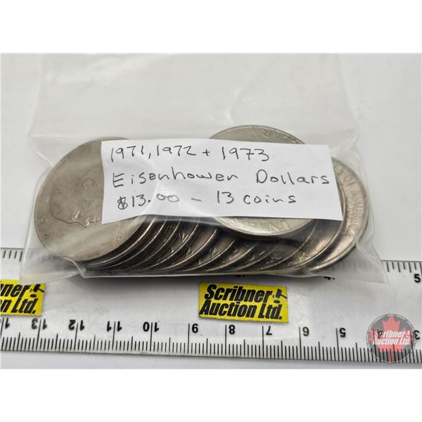 USA Dollars (13 Coins) : 1971 & 1972 & 1973 (Bag)