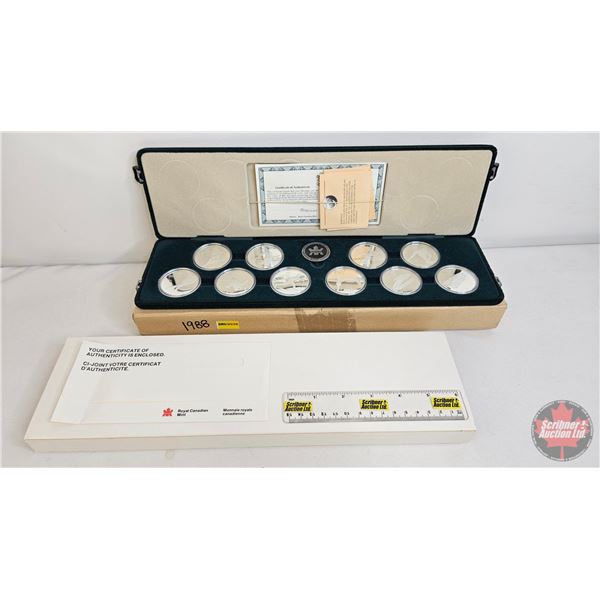 RCM 1988 Calgary Winter Olympics Silver 10-Coin Set (COA #192204) (92.5%) (Each Coin 1 Troy Ounce Si