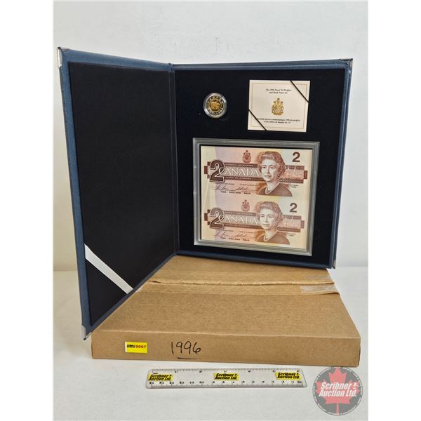 RCM Canada The 1996 Proof $2 Piedfort and Bank Note Set : Portfolio (COA #6676) (Sterling .925 : Inn