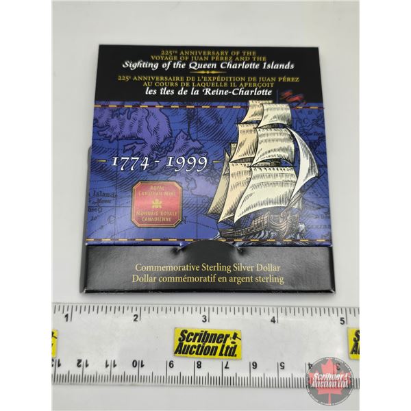 RCM Canada 1999 Commemorative Sterling Silver Dollar : 225th Anniversary Queen Charlotte Islands The