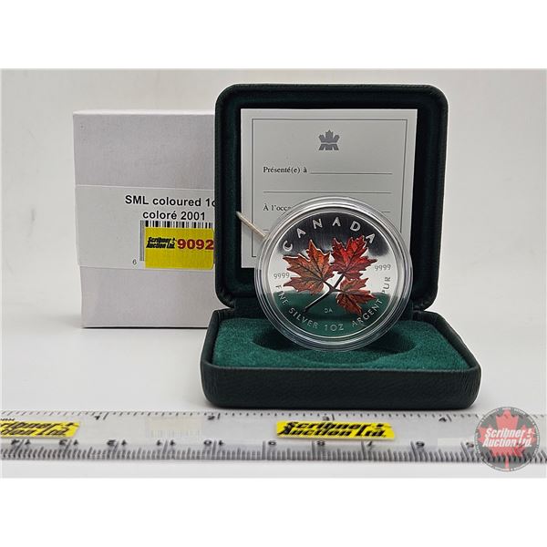 RCM 2001 Canadian $5 Coloured Silver Maple Leaf Autumn : 1oz Fine Silver Coin (COA not Issued) (.999