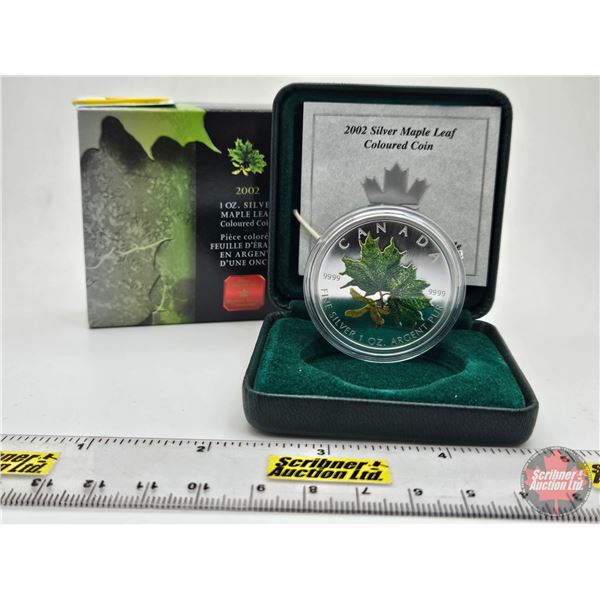 RCM Canada 2002 Silver Maple Leaf Coloured Coin (COA #08766) (99.99%) (SEE PICTURES!) (GST Exempt)  