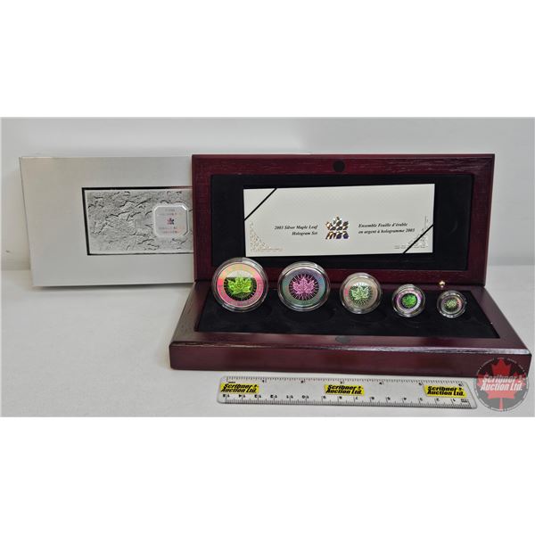 RCM 2003 Silver Maple Leaf Hologram Five-Coin Set : One Ounce ; 1/2 Ounce 1/4 Ounce; 1/10 Ounce & 1/