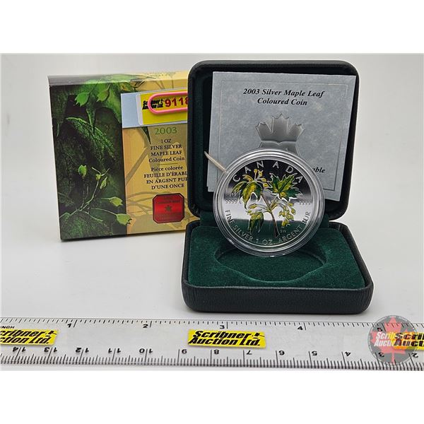 RCM Canada 2003 : 1oz Fine Silver Maple Leaf Coloured Coin (COA #26249) (99.99%) (SEE PICTURES!) (GS