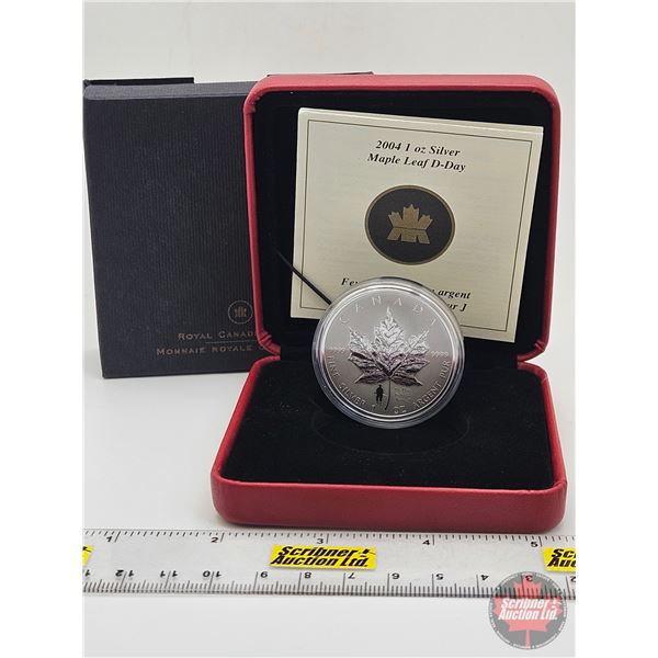 RCM Canada 2004 Maple Leaf D-Day Five Dollar 1oz Fine Silver Coin (COA #12301) (99.99%) (SEE PICTURE