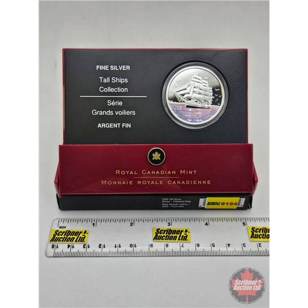 RCM Canada 2005 : $20 Fine Silver : Tall Ships Collection : 3-Masted Ship (COA #04840) (99.99%) (SEE