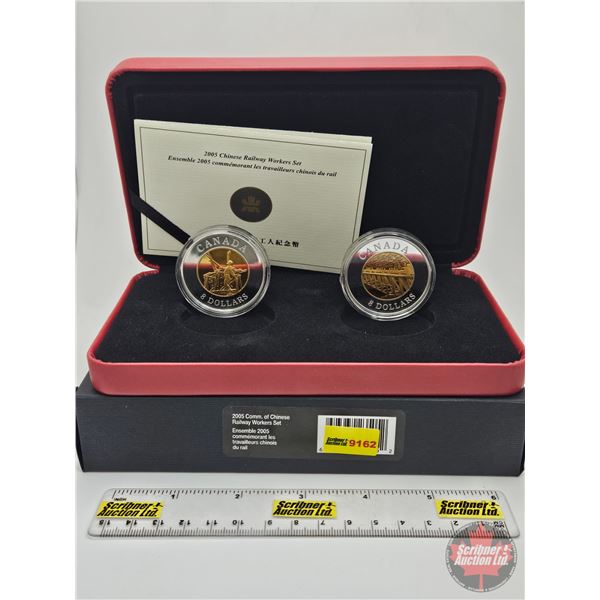 RCM Canada 2005 : Chinese Railway Workers Set : $8 Coins : Set of 2 (COA #07124) (99.99%) (SEE PICTU