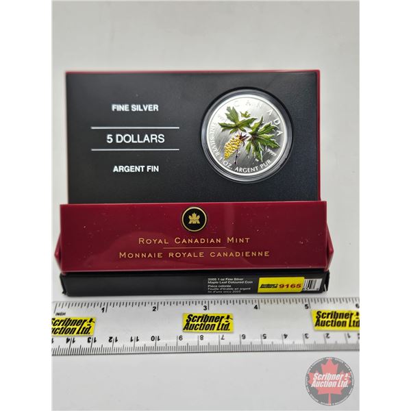 RCM Canada 2005 Silver Maple Leaf Coloured Fine Silver $5 Coin : Giant of the Forest - The Bigleaf M