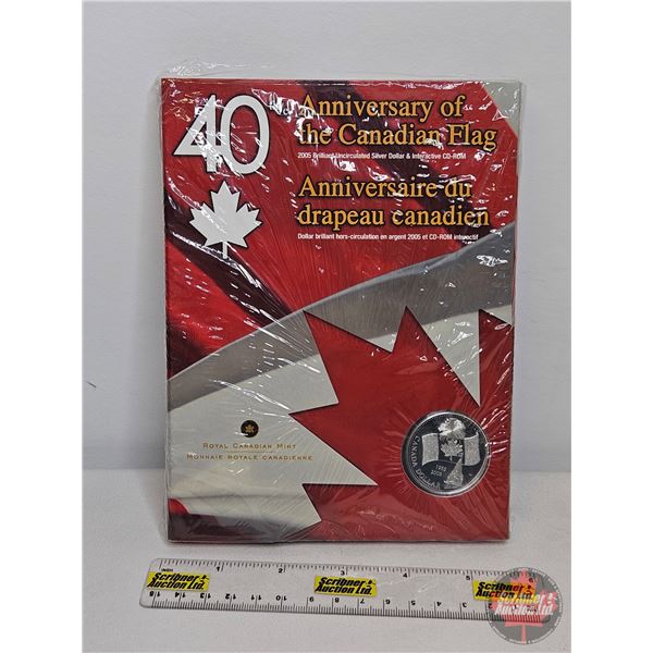 RCM Canada 2005 : 40th Anniversary of the Canadian Flag : Brilliant Uncirculated Silver Dollar & CD-