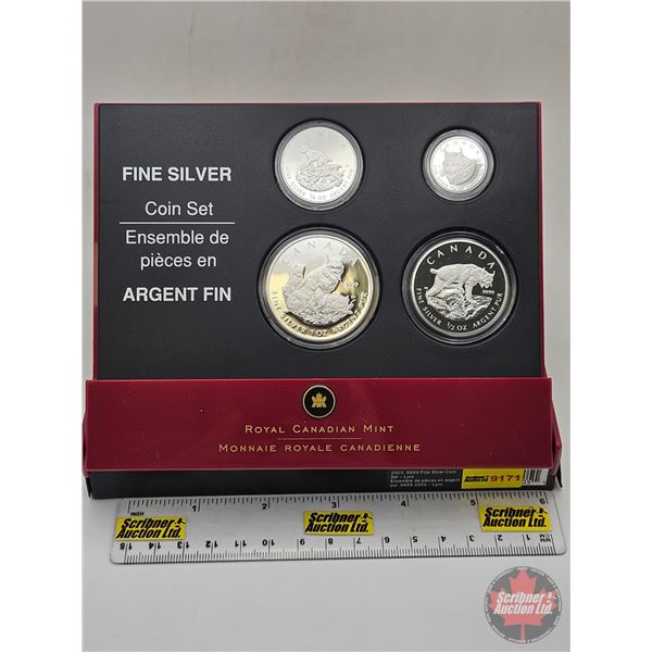 RCM 2005 Fine Silver Four-Coin Set : The Canadian Lynx One Ounce ; 1/2 Ounce 1/4 Ounce & 1/10 Ounce 