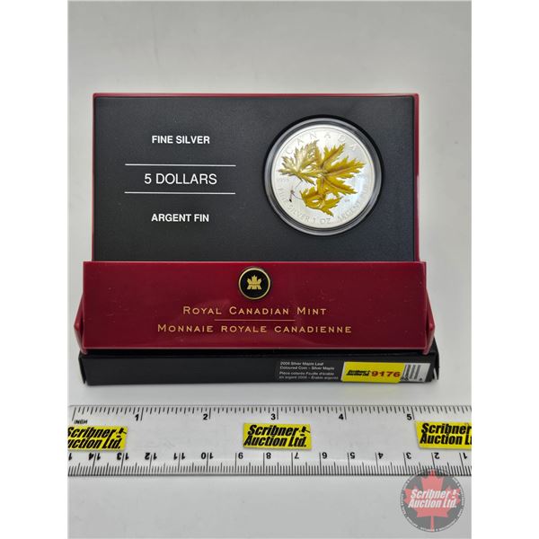 RCM Canada 2006 Silver Maple Leaf Coloured $5 Fine Silver Coin : Silver Maple (COA #03606) (99.99%) 