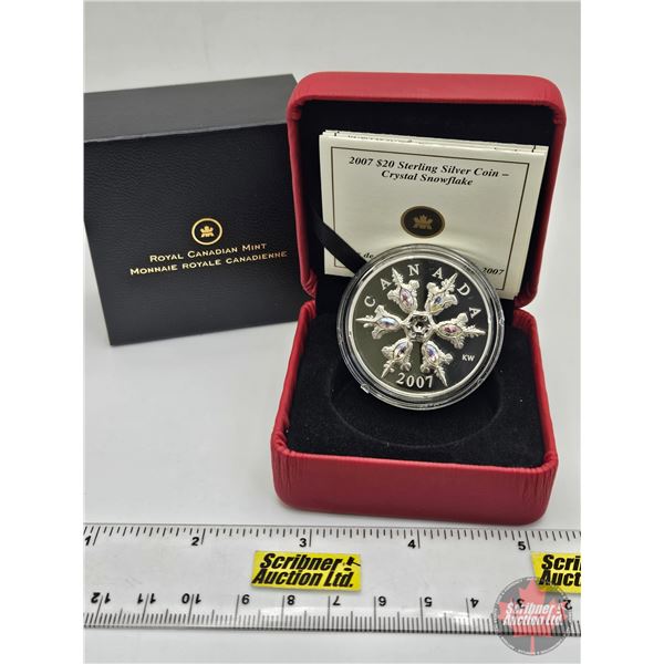 RCM Canada 2007 : $20 Sterling Silver Coin : Crystal Snowflake (COA #06144) (Swarovski Snowflake) (9