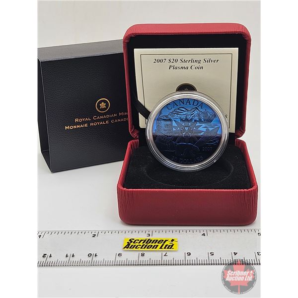 RCM Canada 2007 : $20 Sterling Silver International Polar Year Plasma Coin (COA #1831) (92.5%) (SEE 