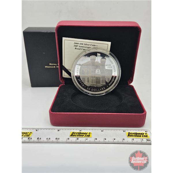 RCM Canada 2008 : $50 Silver Five-Ounce Coin : 100th Anniversary of the Royal Canadian Mint (COA #13