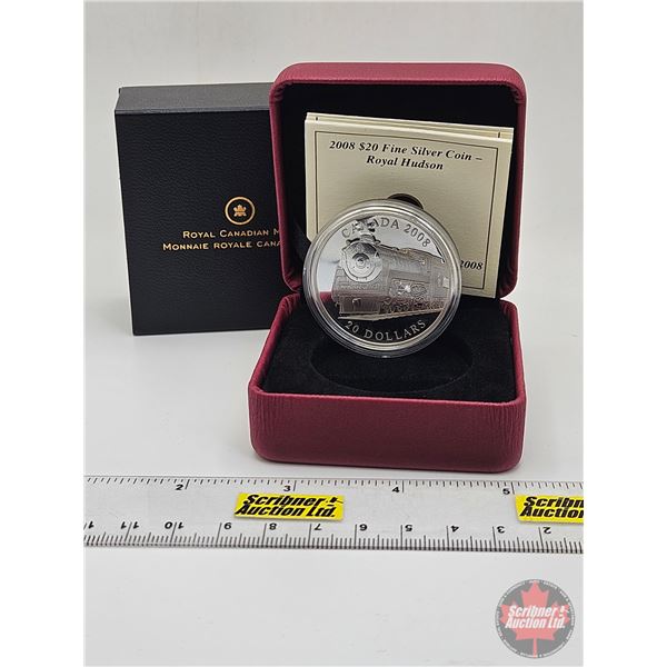 RCM Canada 2008 : $20 Fine Silver Coin : Royal Hudson (COA #06769) (99.99%) (SEE PICTURES!) (GST Exe