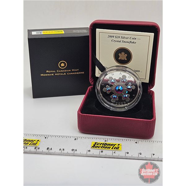 RCM Canada 2009 : $20 Silver Coin : Pink Crystal Snowflake (COA #05063) (Swarovski Elements) (99.99%
