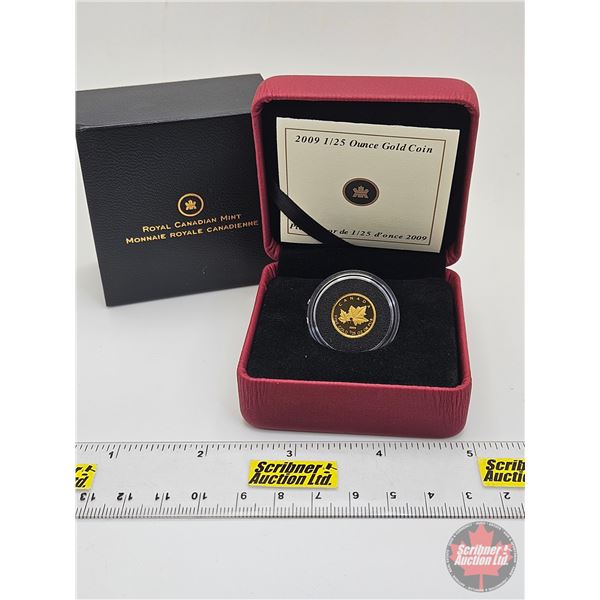 RCM Canada 2009 : 1/25 Ounce 50-Cent Fine Gold Coin (COA #04998) (99.99%) (SEE PICTURES!) (GST Exemp