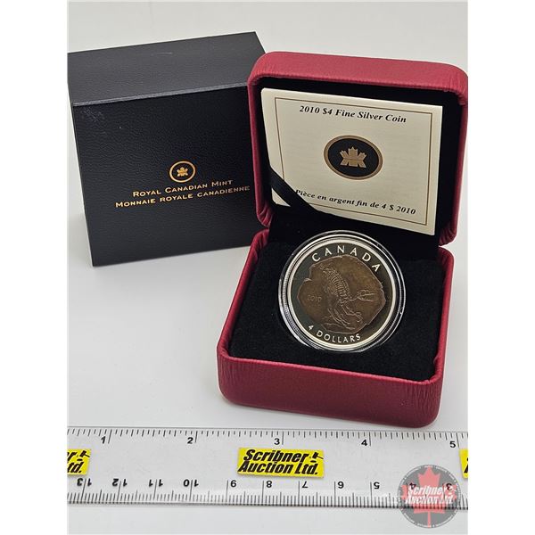 RCM Canada 2010 : $4 Fine Silver Coin : Dromaeosaurus : Giants of Prehistory (COA #06360) (99.99%) (