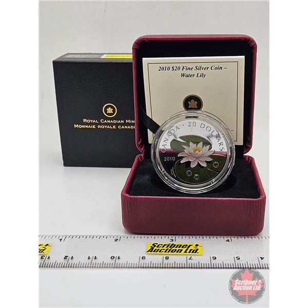 RCM Canada 2010 : $20 Fine Silver Coin : Water Lily (COA #04058) (99.99%) (SEE PICTURES!) (GST Exemp