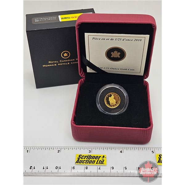 RCM Canada 2010 : 1/25 Ounce 50-Cent Fine Gold Coin (COA #06455) (99.99%) (SEE PICTURES!) (GST Exemp