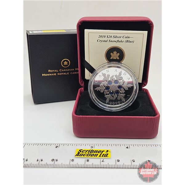 RCM Canada 2010 : $20 Silver Coin : Blue Crystal Snowflake (COA #3729) (Swarovski Elements) (99.99%)