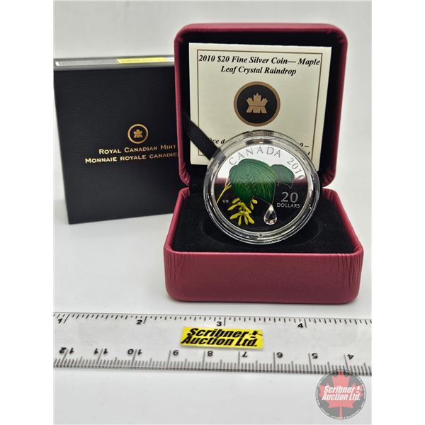 RCM Canada 2010 : $20 Fine Silver Coin : Maple Leaf Crystal Raindrop (COA #06794) (Swarovski Element