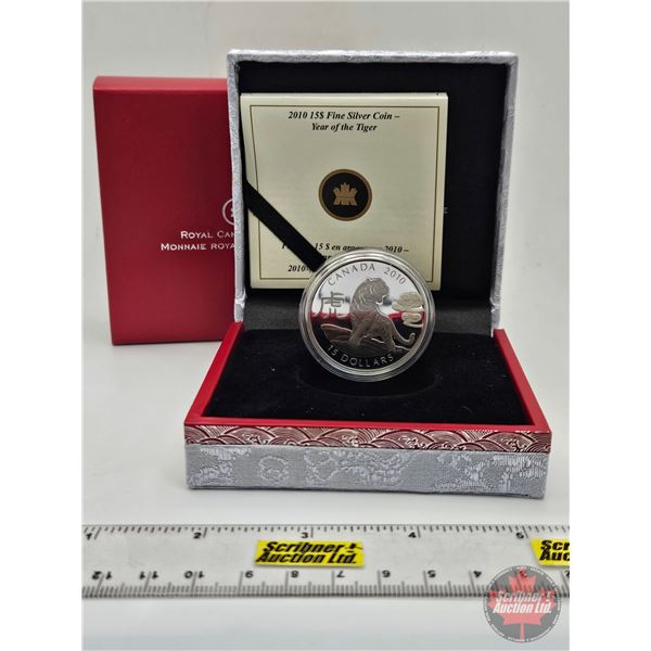 RCM Canada 2010 : $15 Fine Silver Coin : Year of the Tiger (COA #4986) (99.99%) (SEE PICTURES!) (GST