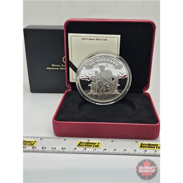 RCM Canada 2010 : $50 Silver Five-Ounce Coin : 75th Anniversary of the First Bank Notes (COA #0608) 