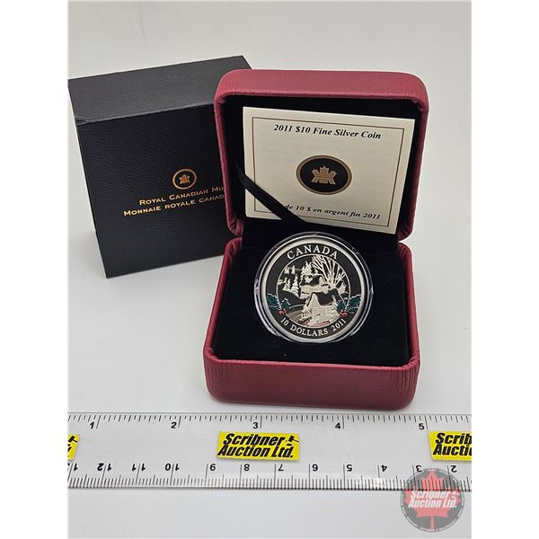 RCM Canada 2011 : $10 Fine silver Coin : Winter Town (COA #1995) (99.99%) (SEE PICTURES!) (GST Exemp