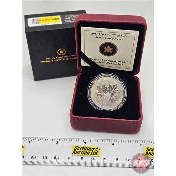 RCM Canada 2011 : $10 Fine Silver Coin : Maple Leaf Forever (COA #23338) (99.99%) (SEE PICTURES!) (G