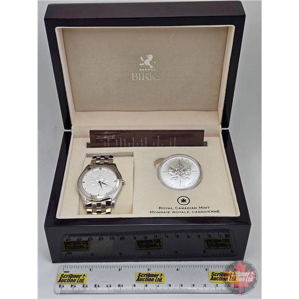 RCM / BIRKS : 2011 Limited Edition Watch & Silver Maple Leaf Set (COA #0030/1000) (Coin 99.99%) (SEE