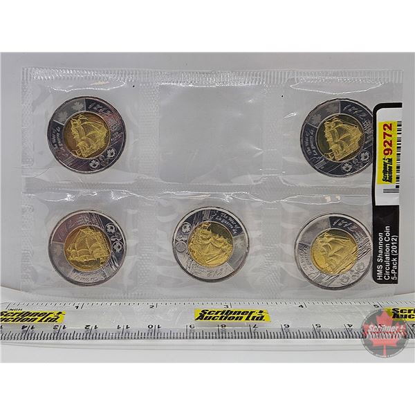 RCM Canada 2012 Toonies : HMS Shannon Circulation Coin : 5-Pack (SEE PICTURES!)   (Listing & Descrip