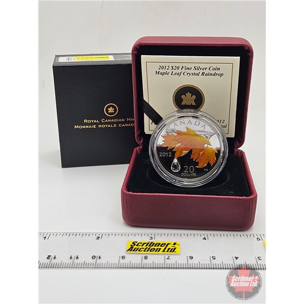 RCM Canada 2012 : $20 Fine Silver Coin : Maple Leaf Crystal Raindrop (COA #09010) (Swarovski Dew Dro